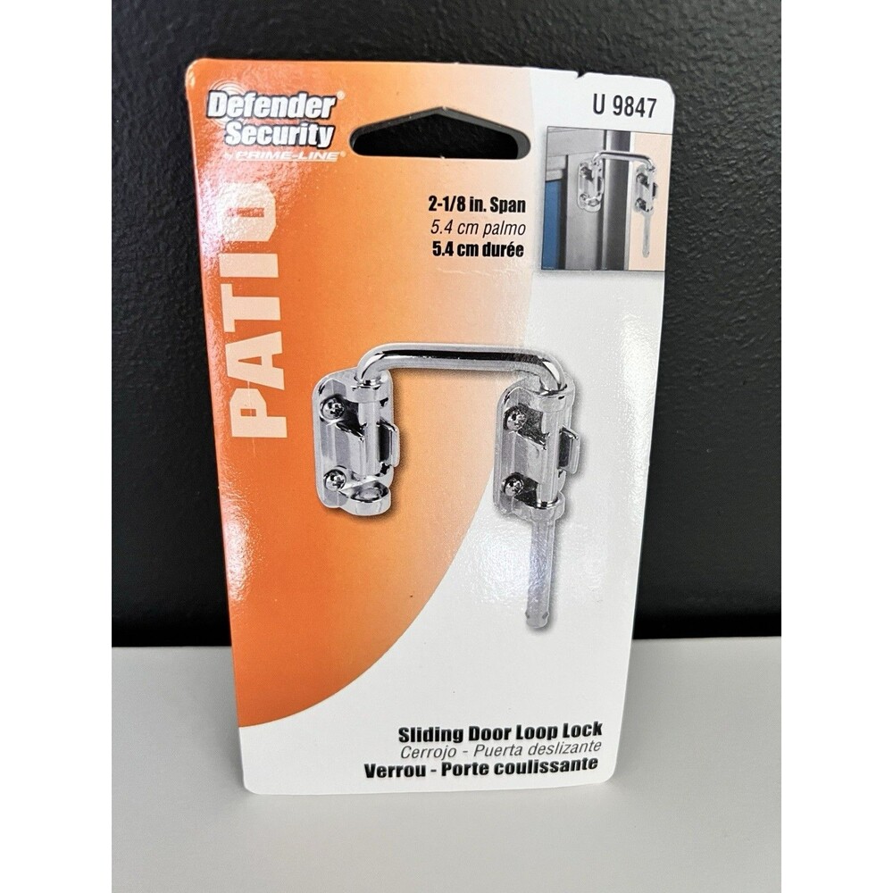 Defender Security Prime Line Sliding Door Loop Lock Patio 2 1/8 Inch Span Silver